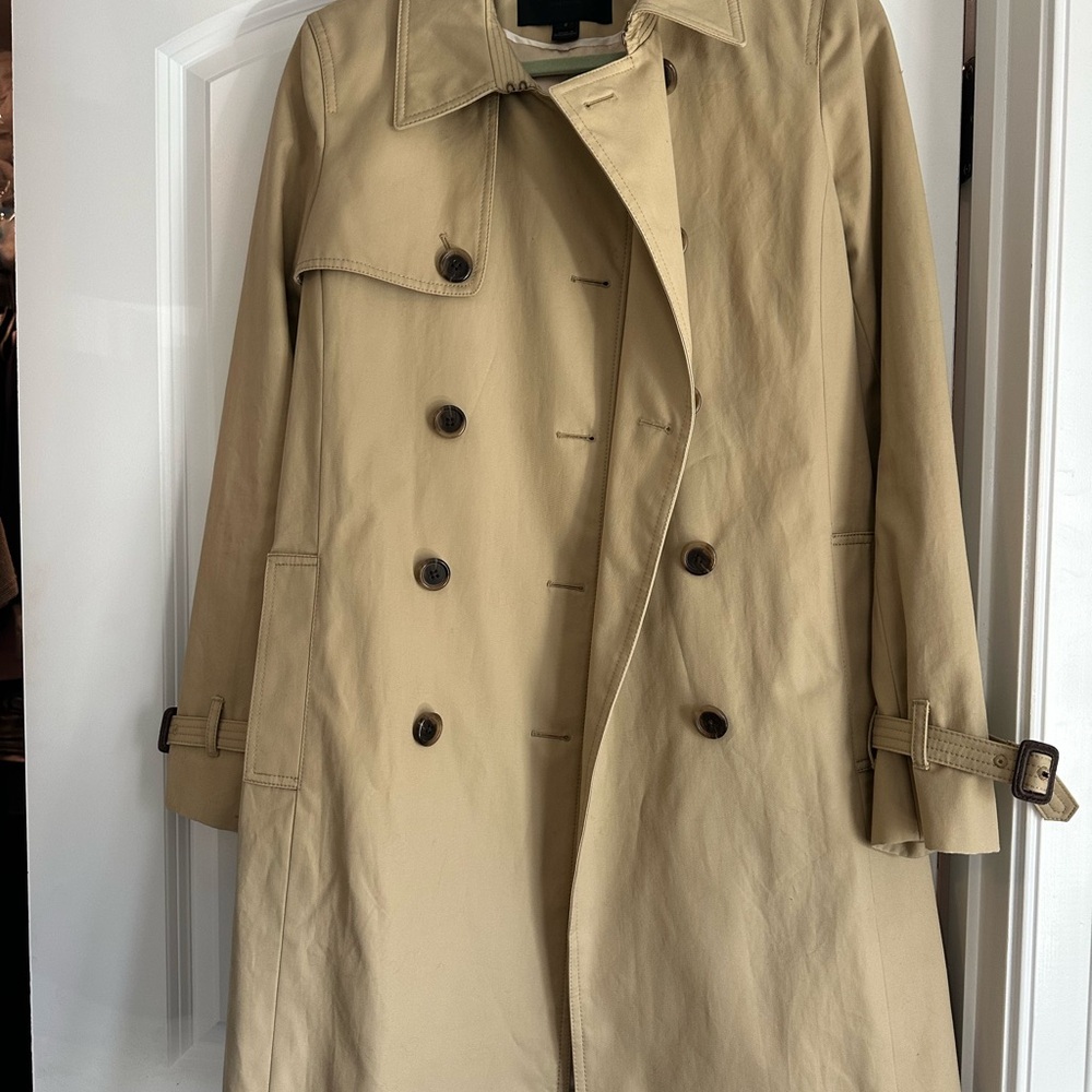 Classic Tan Double-Breasted women’s JCrew Trench Coat
